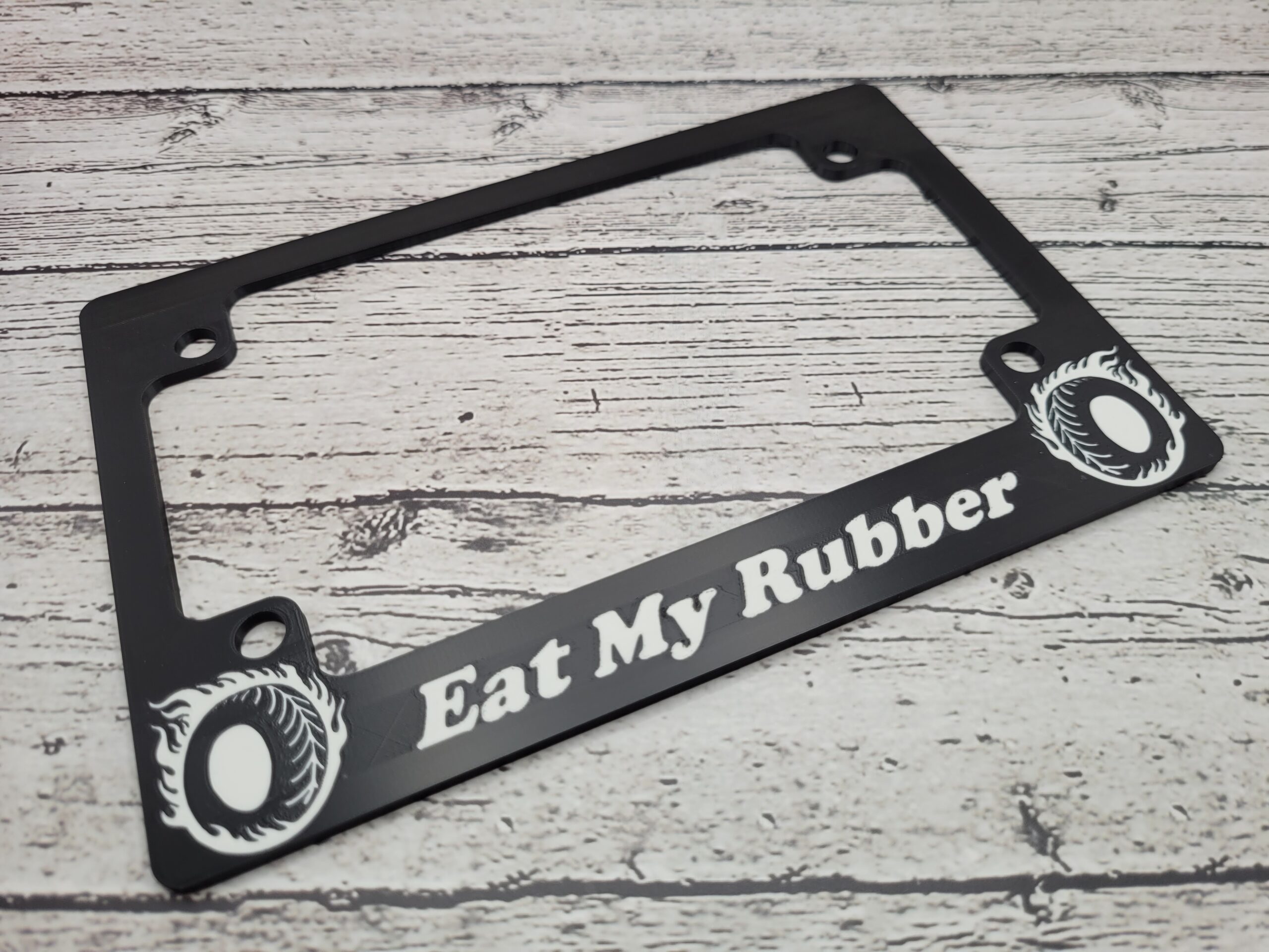 Eat My Rubber Motorcycle License Plate Frame - Image 2